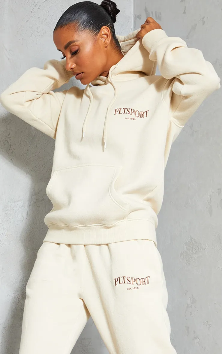 PRETTYLITTLETHING Hoodie sport avoine délavé