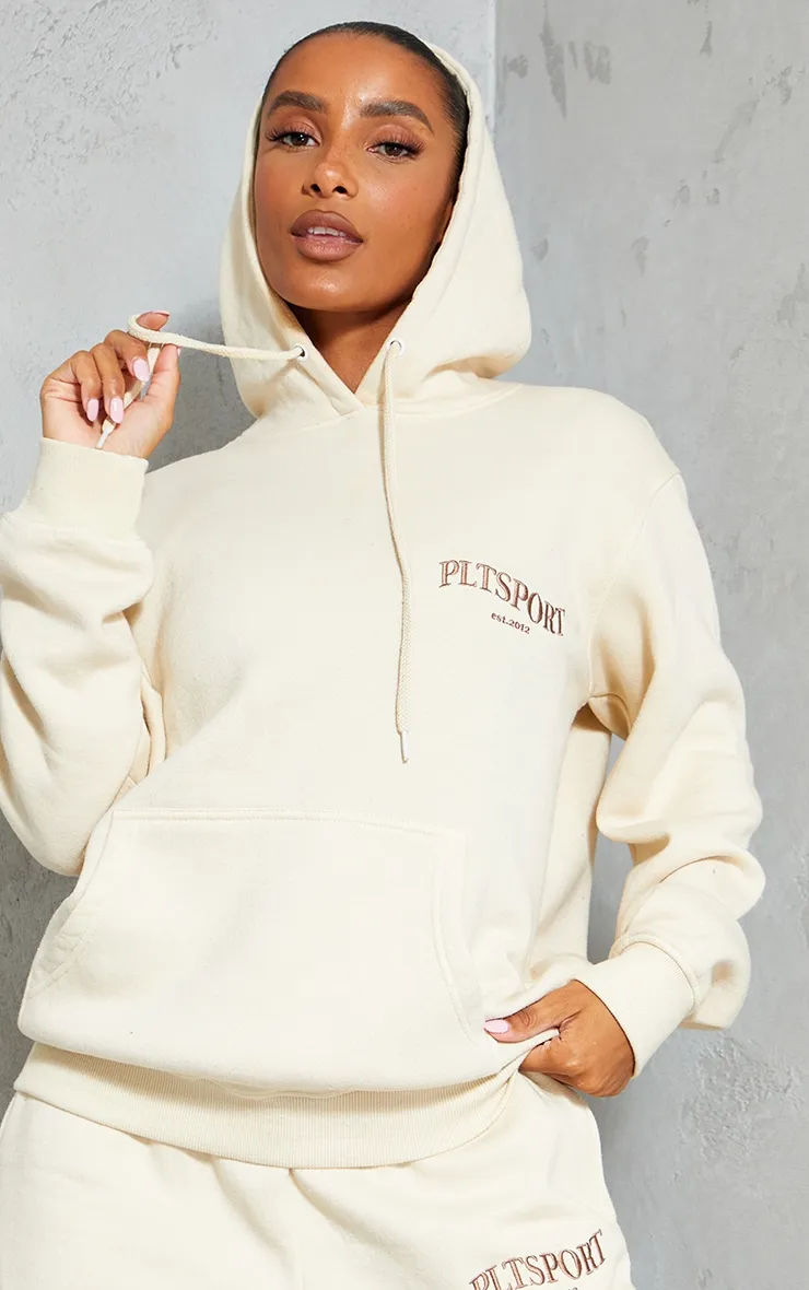 PRETTYLITTLETHING Hoodie sport avoine délavé