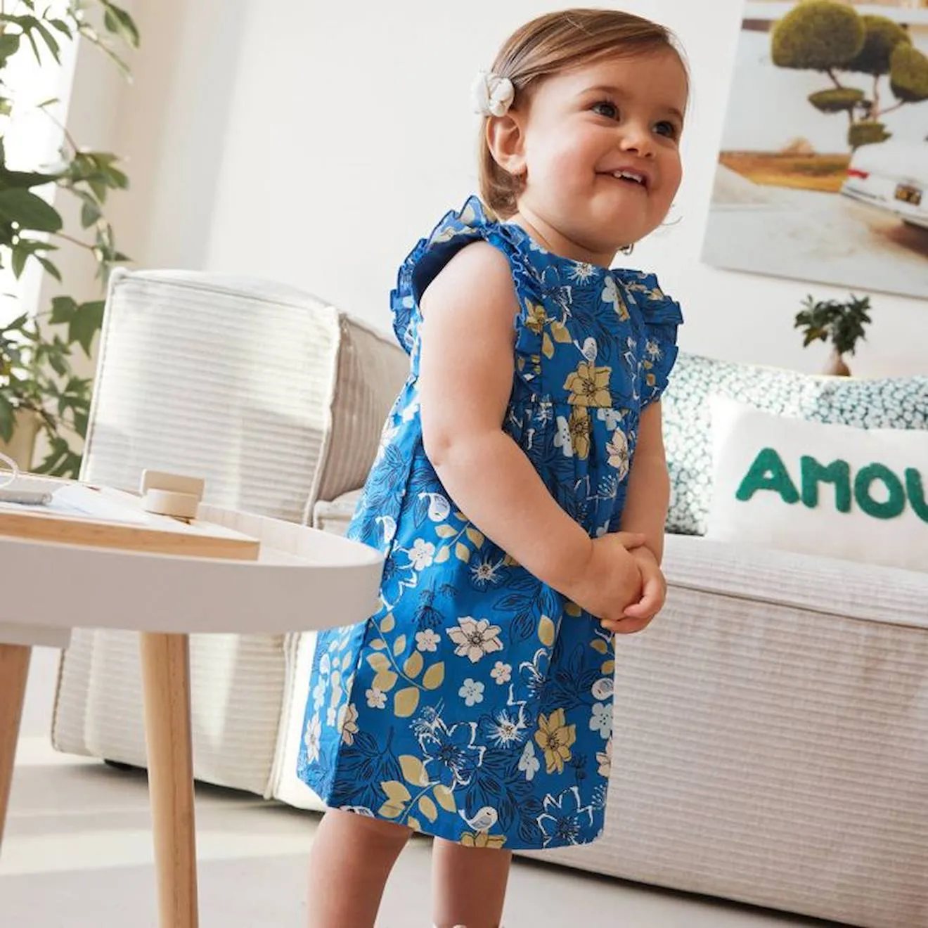 Robe bébé en popeline Flora bleu - Petit Beguin