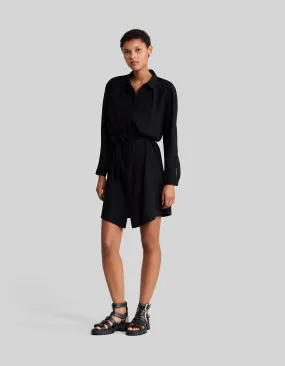 Robe chemise noire recyclée détail guipure Femme