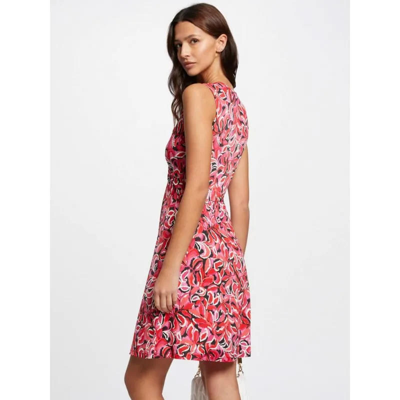 Robe col v imprimés dael rouge rose femme - Morgan | wimod