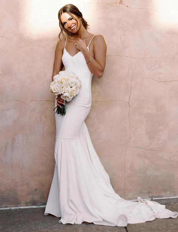 Robe de mariée simple en sirène pour la plage