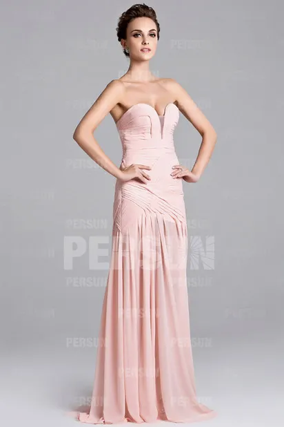 Robe de soirée longue robe pastel décolletée coeur avec fente latérale