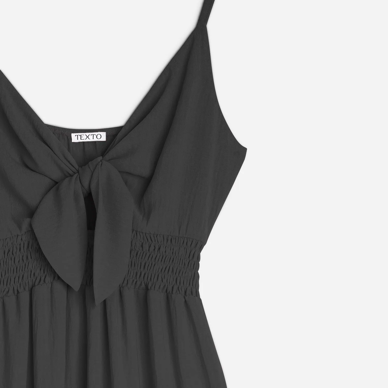 Robe longue TEXTO noire avec nœud  - Eram Accessoires | ERAM