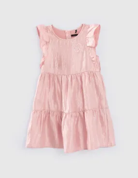 Robe rose à volants fille