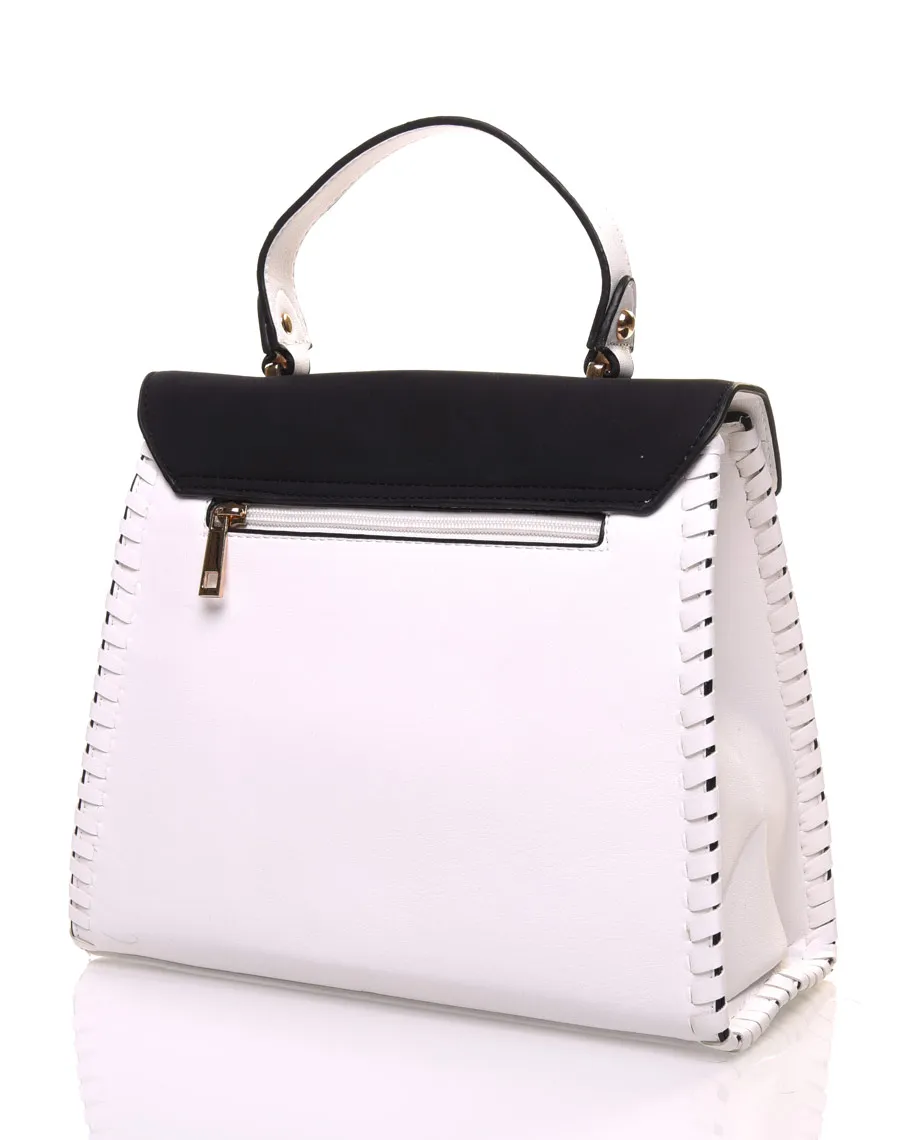 Sac cartable bi matière noir et blanc