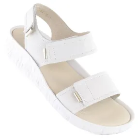 Sandales confortables en cuir pour femmes avec velcro, blanc Helios 136.188 blanche