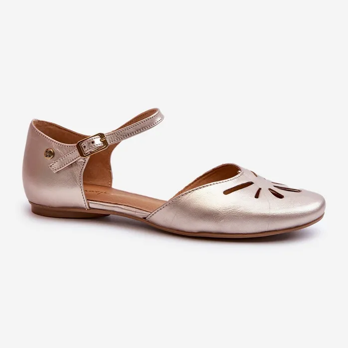 Sandales en cuir pour femmes Maciejka 06641-25 Doré d'or