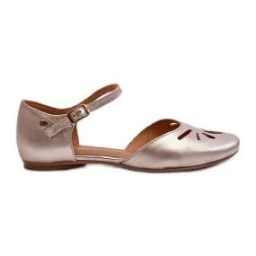 Sandales en cuir pour femmes Maciejka 06641-25 Doré d'or