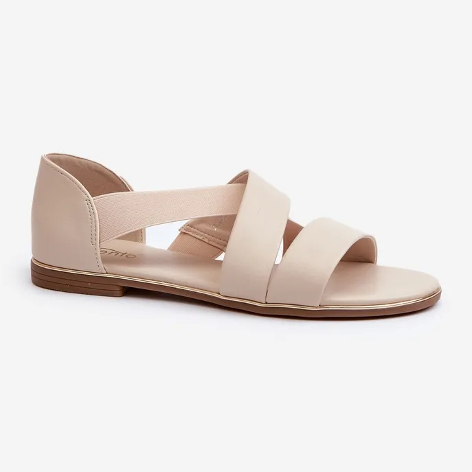 Sandales en cuir Puglia beige avec trépointe