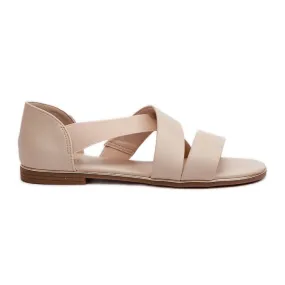 Sandales en cuir Puglia beige avec trépointe