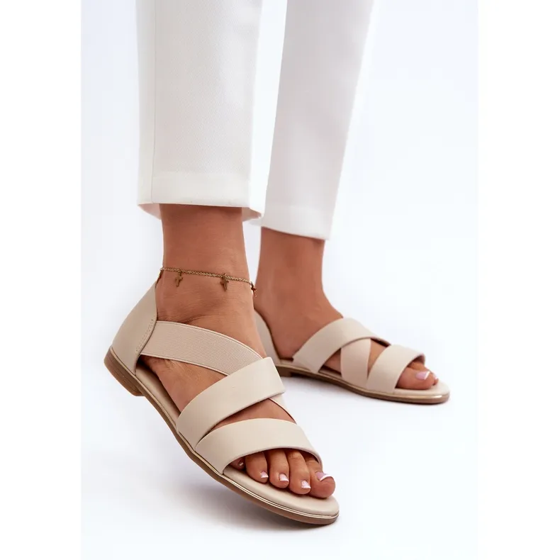 Sandales en cuir Puglia beige avec trépointe