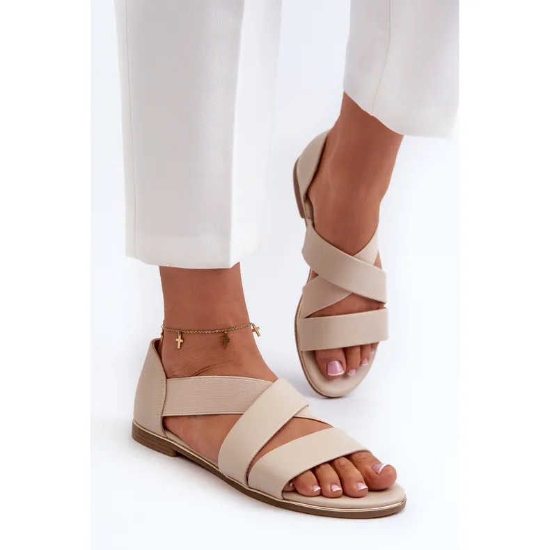 Sandales en cuir Puglia beige avec trépointe