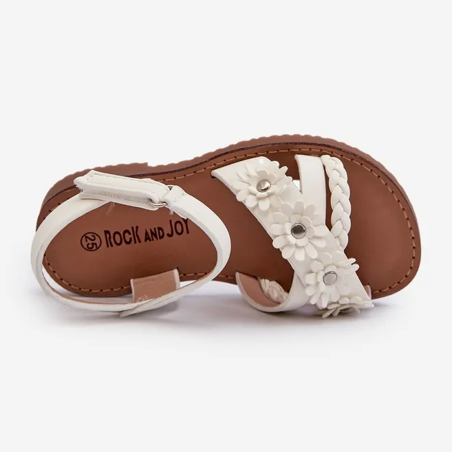 Sandales enfants avec fermeture velcro et fleurs, blanc Netalee blanche