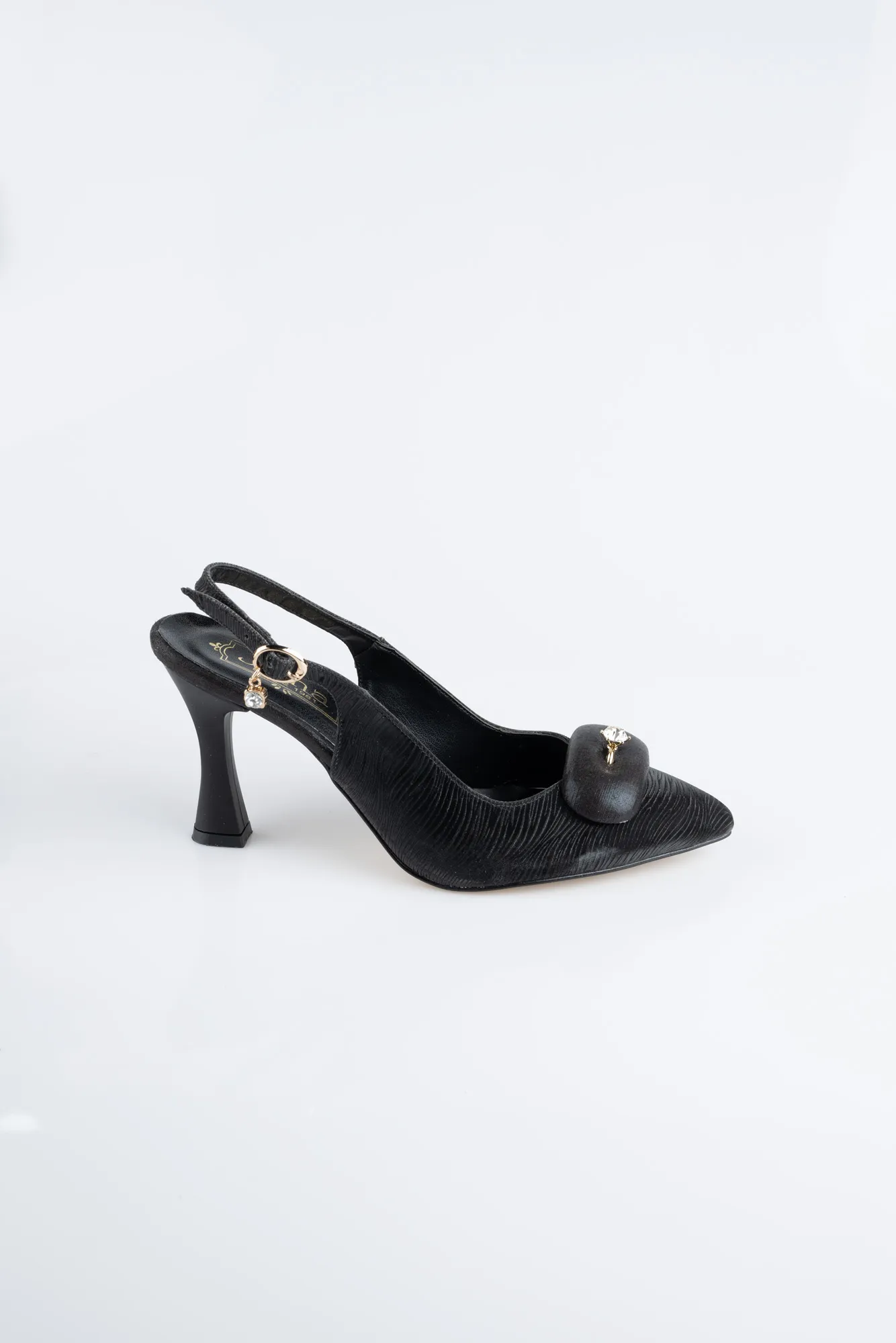 Stiletto Coupe Au Laser Noir MJL5164