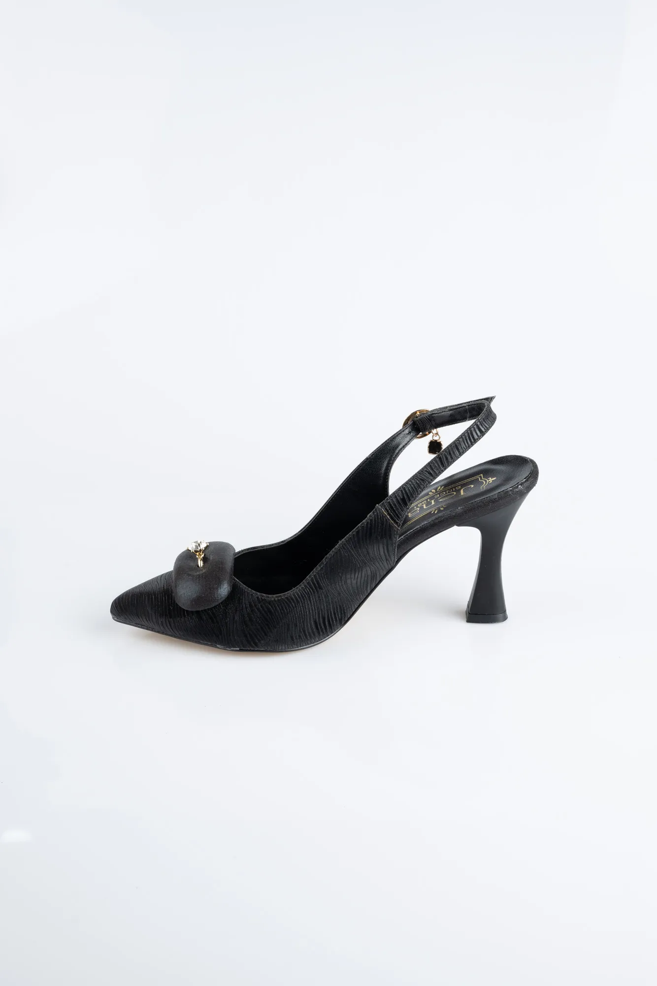 Stiletto Coupe Au Laser Noir MJL5164