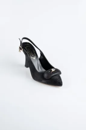 Stiletto Coupe Au Laser Noir MJL5164