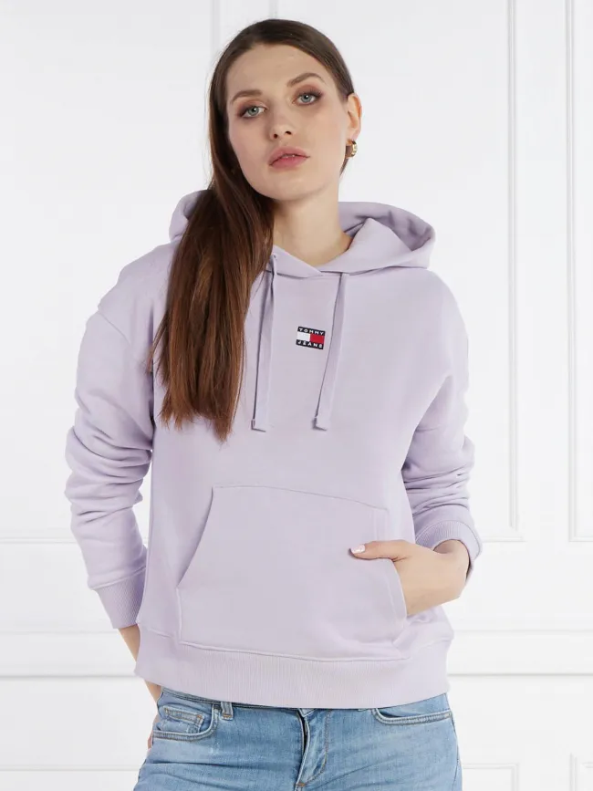 Sweat à capuche badge violet femme - Tommy Jeans | wimod