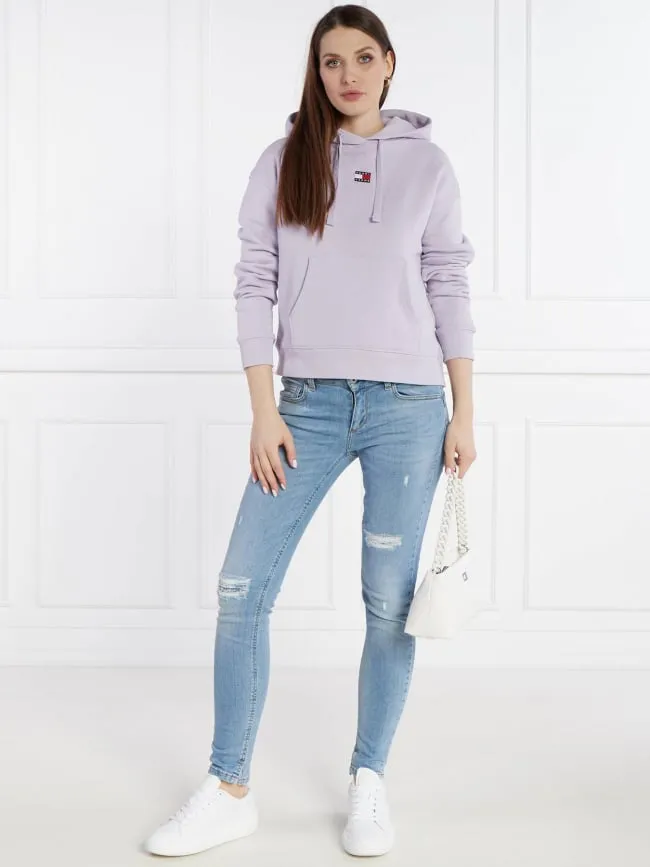 Sweat à capuche badge violet femme - Tommy Jeans | wimod