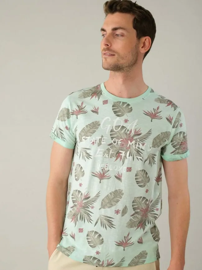 T-shirt balinese vert feuillage homme - Deeluxe | wimod