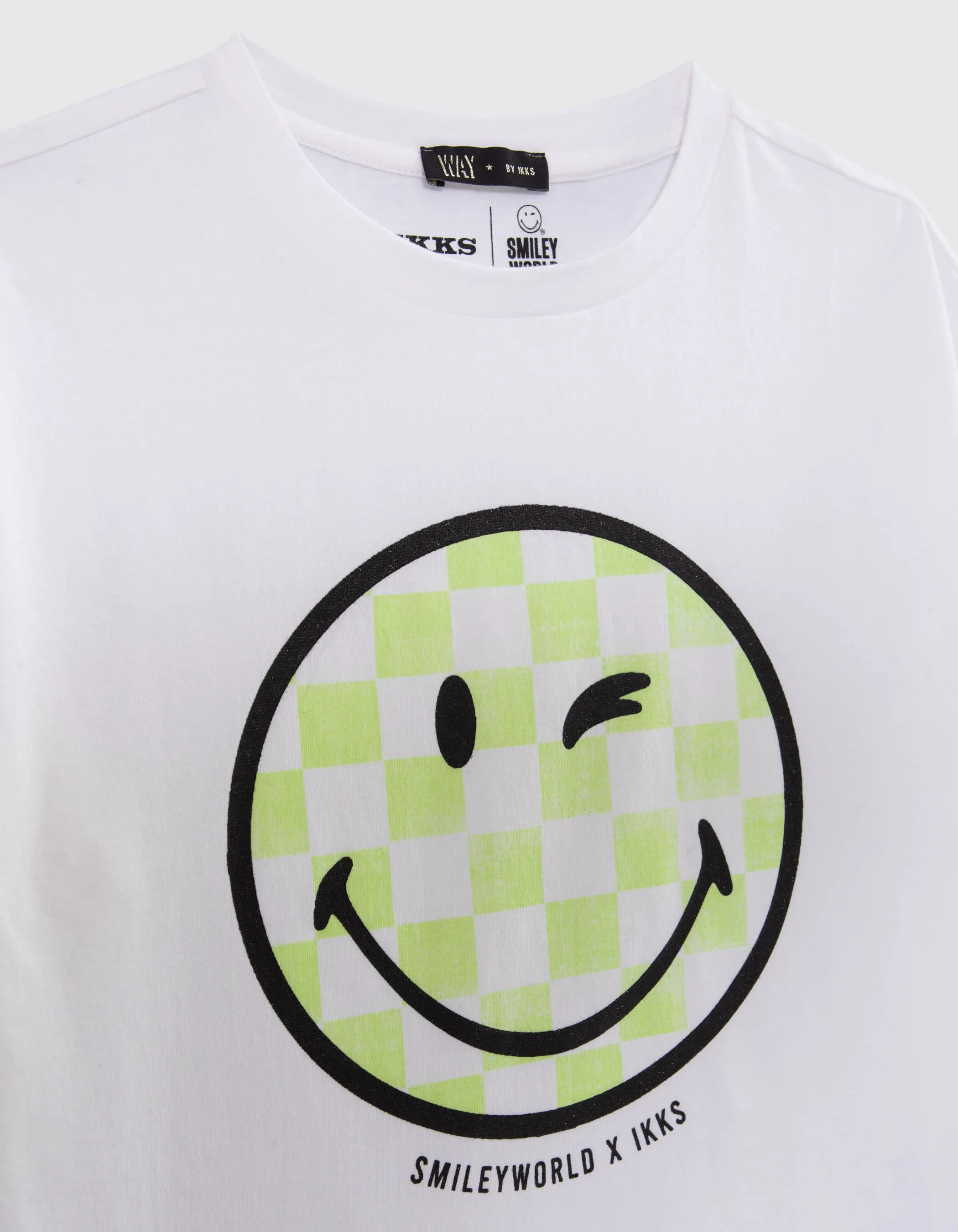 T-shirt blanc visuel damier vert SMILEYWORLD fille