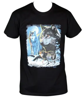 T-shirt homme manches courtes - Loups - 11359 - noir 