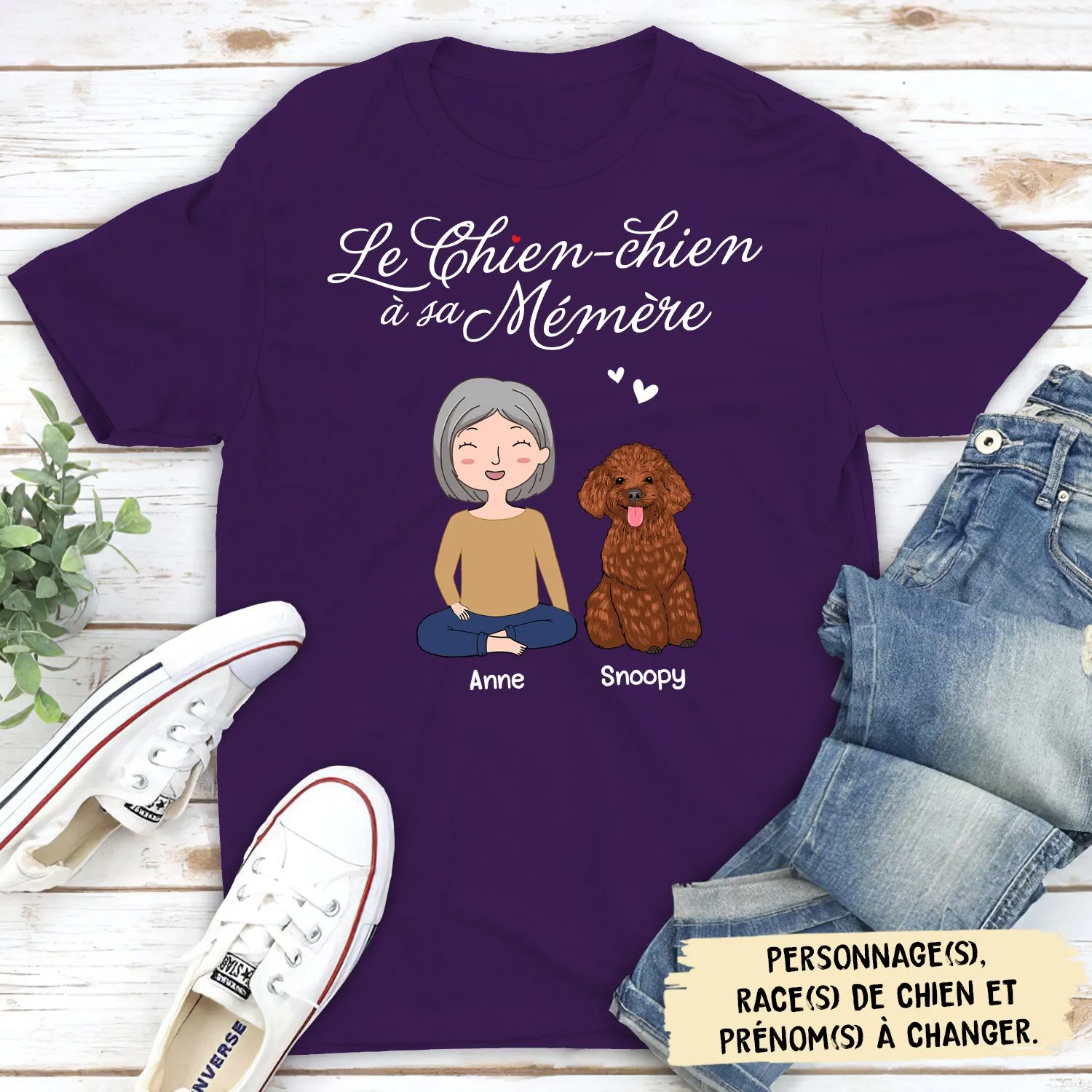 T-shirt Unisex Personnalisé - Le Chien-Chien À Sa Mémère