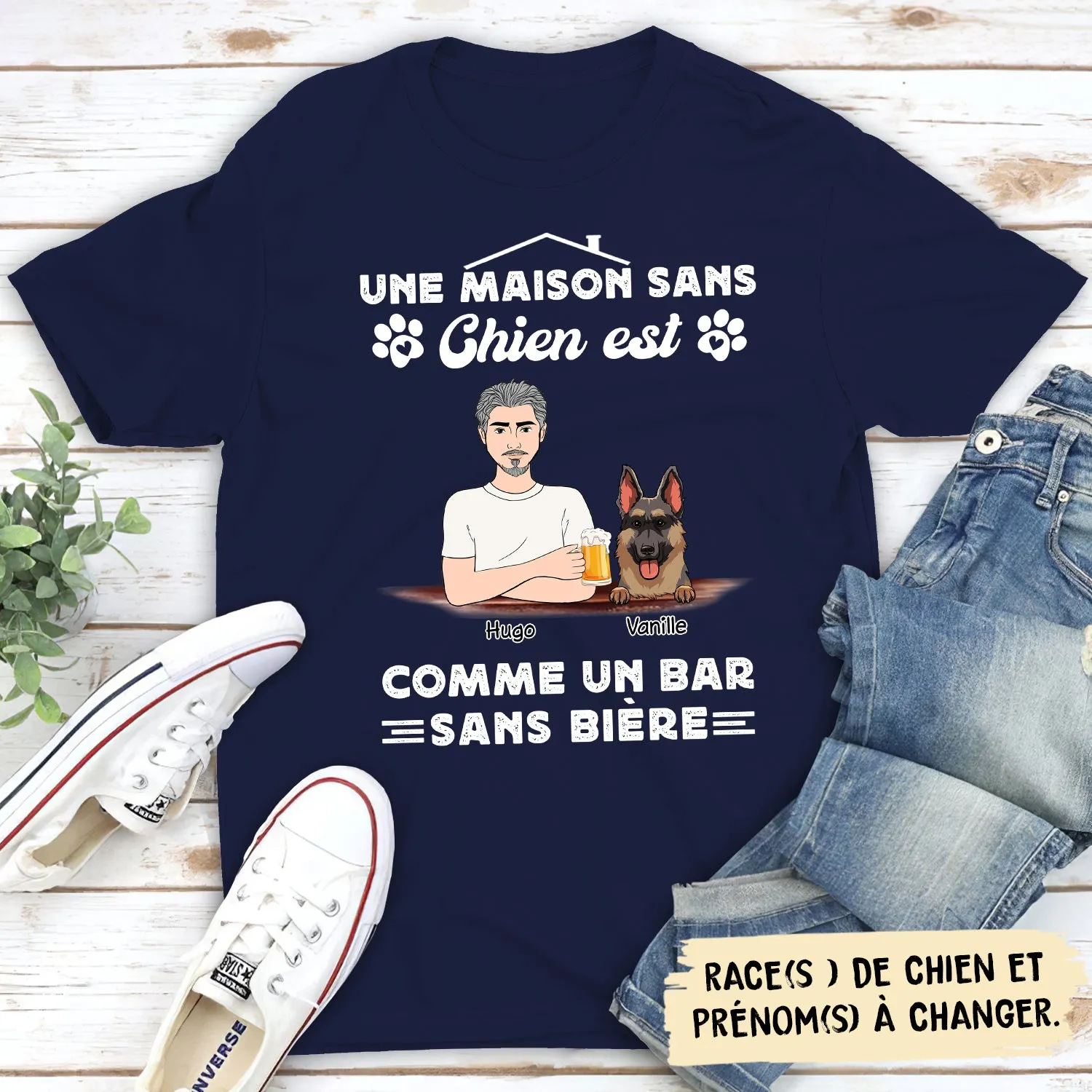 T-shirt Unisex Personnalisé - Une Maison Sans Chien