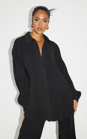 Tall Chemise oversize plissée noire à détail manchettes