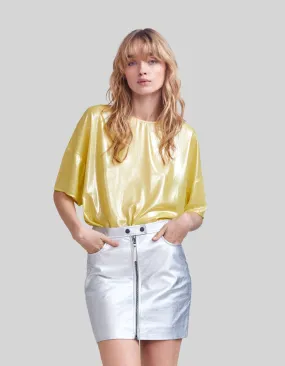 Top jaune lamé coupe loose Femme