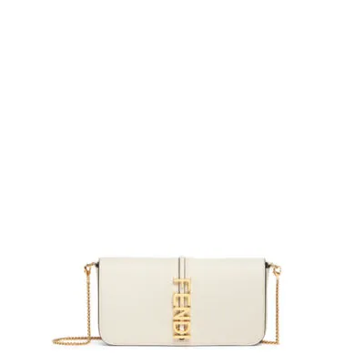 Wallet On Chain Fendigraphy - Portefeuille en cuir blanc | Fendi